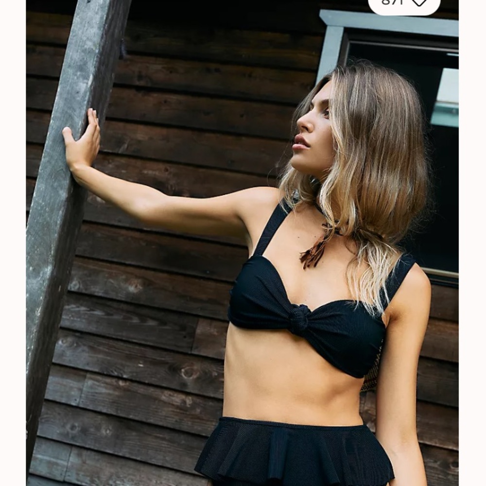 Beach Riot Black Ribbed Knot Bikini Top